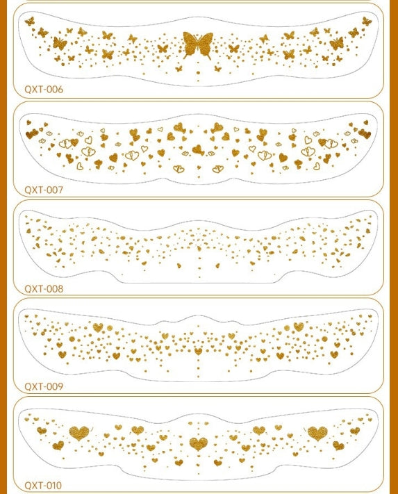 Gold Metallic Chest & Collarbone Body Makeup Stickers