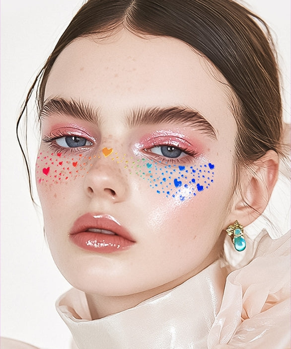 Colorful Heart Face Makeup Stickers