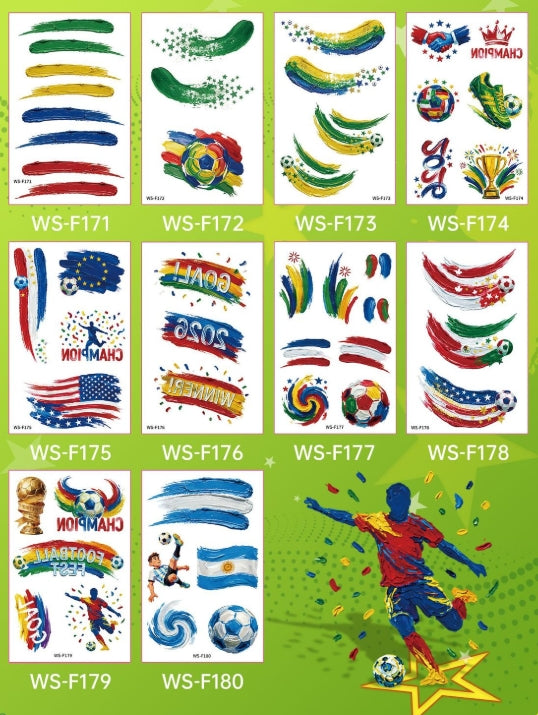 Soccer Fan Temporary Tattoo Stickers