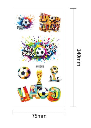 Soccer Fan Face & Body Tattoo Stickers