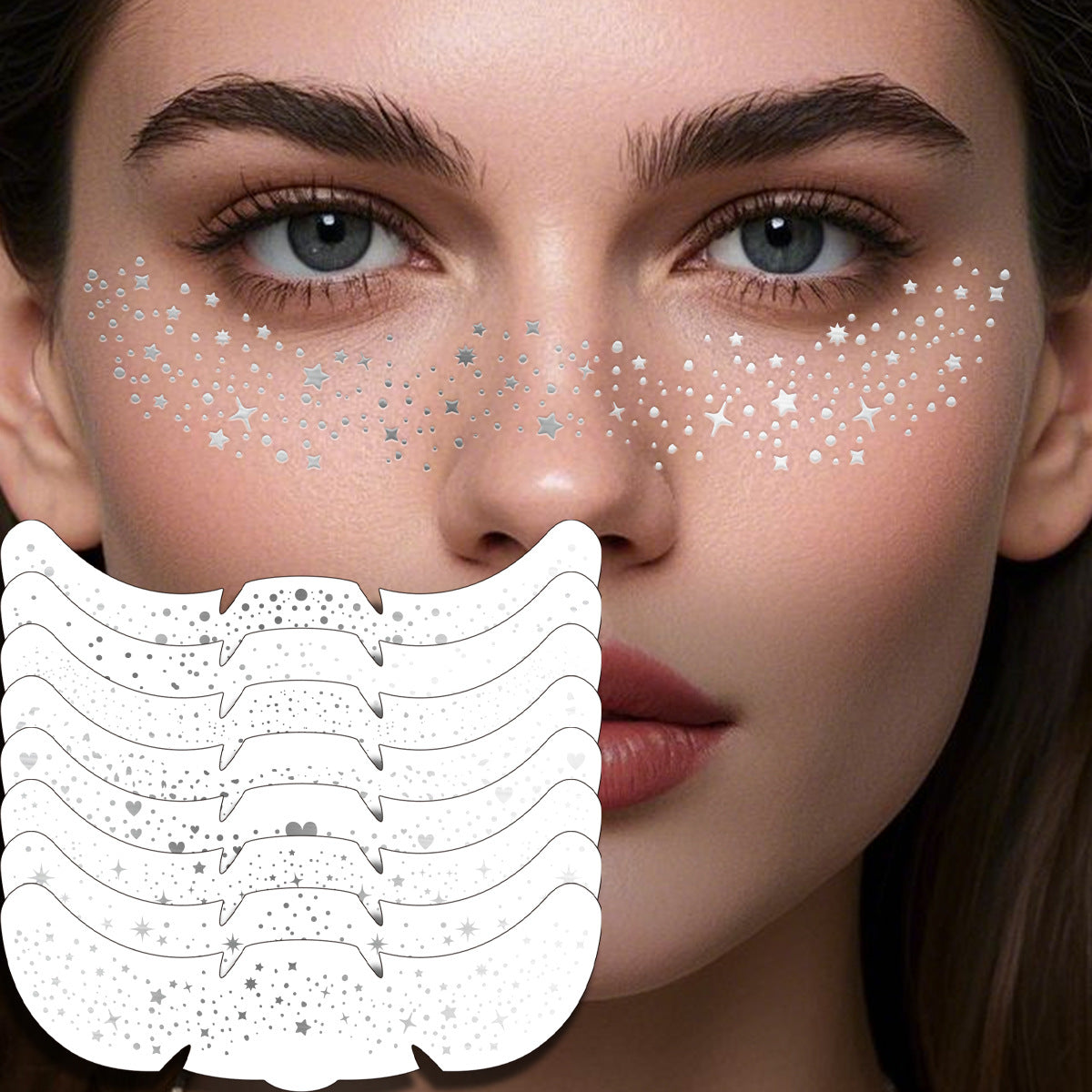 Silver Star Faux Freckle Face Makeup Stickers