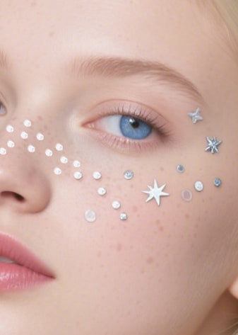 Silver Star Faux Freckle Face Makeup Stickers