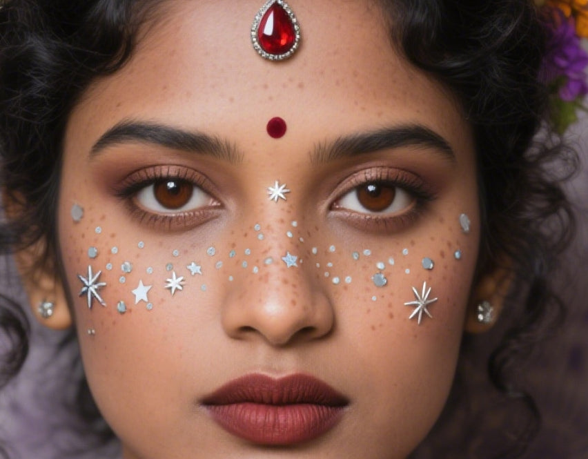 Silver Star Faux Freckle Face Makeup Stickers