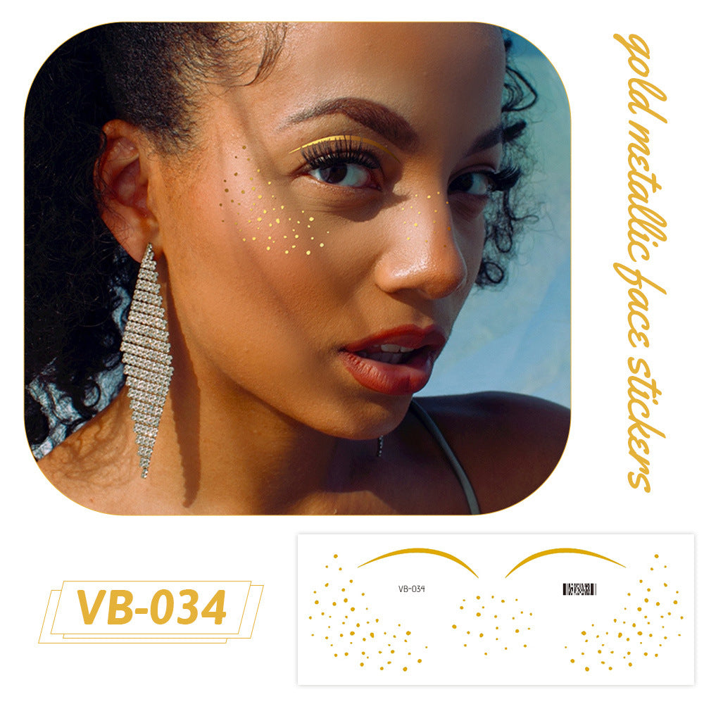 Gold Metallic Face Makeup Stickers