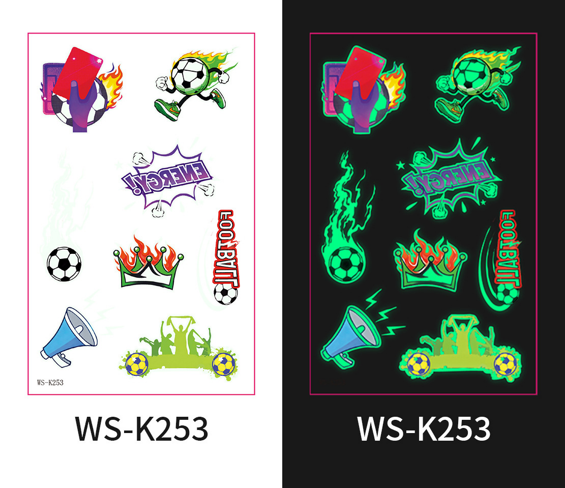 Glow-in-the-Dark Football Fan Temporary Tattoo Stickers