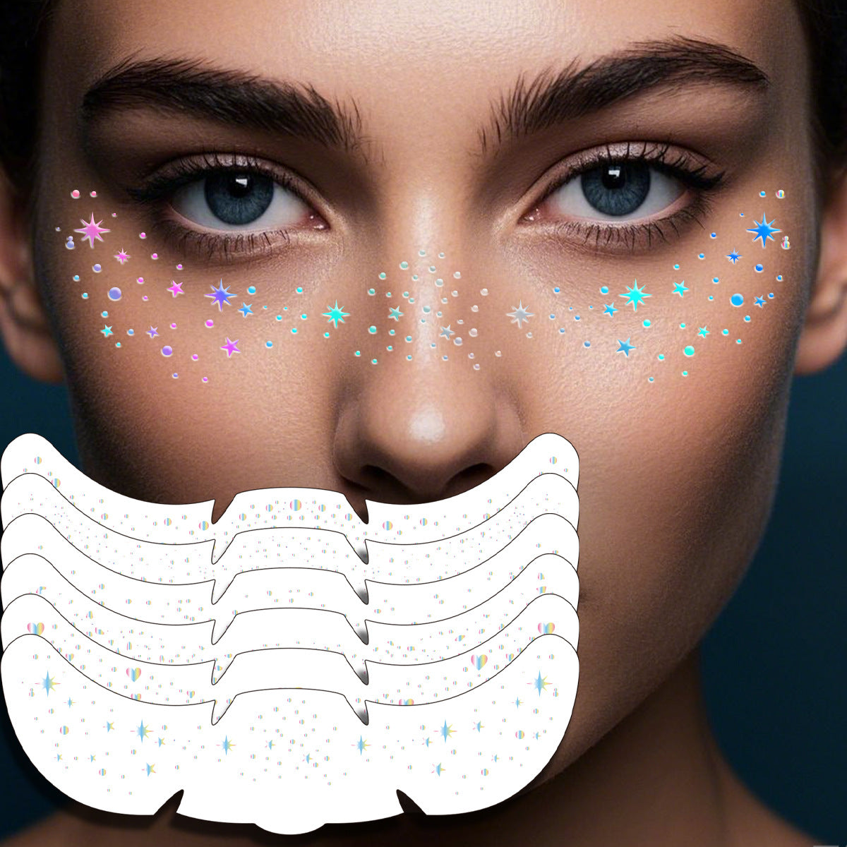 Colorful Sparkle Faux Freckle Face Makeup Stickers