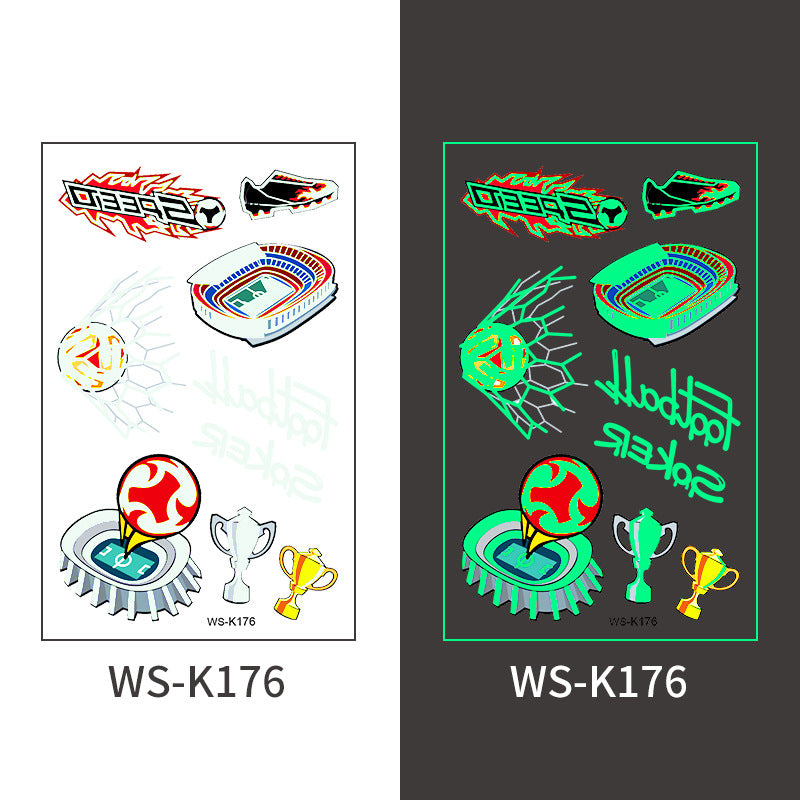 Glow-in-the-Dark Soccer Fan Temporary Tattoo Stickers