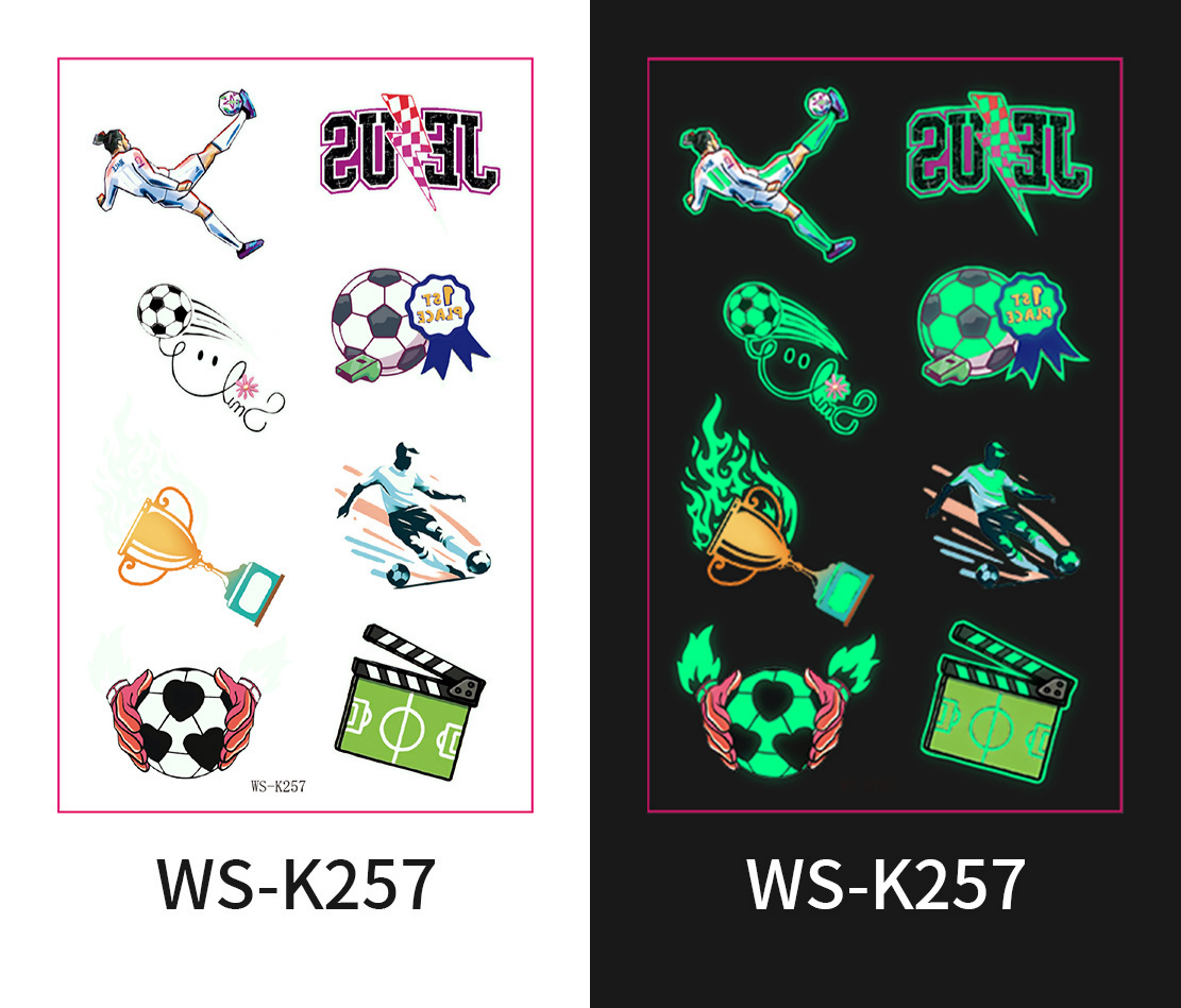 Glow-in-the-Dark Football Fan Temporary Tattoo Stickers