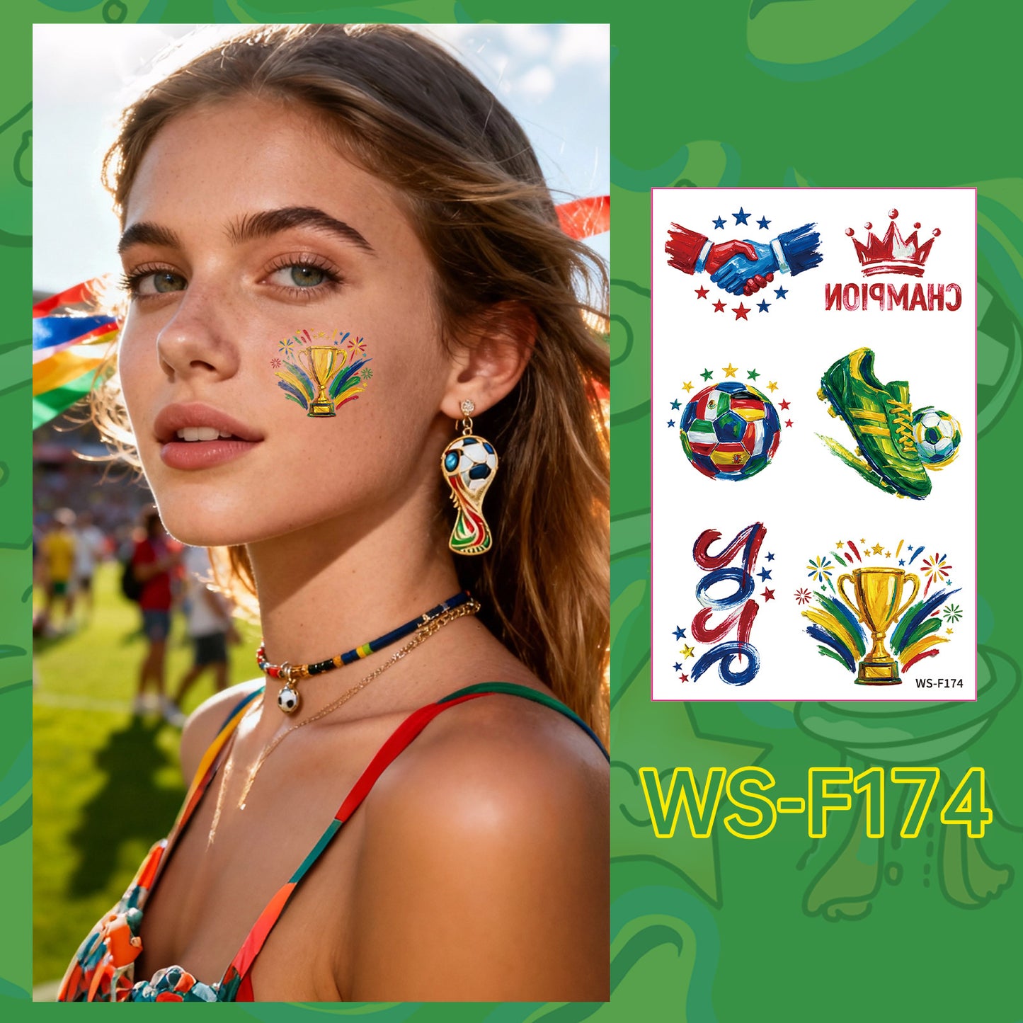 Soccer Fan Temporary Tattoo Stickers