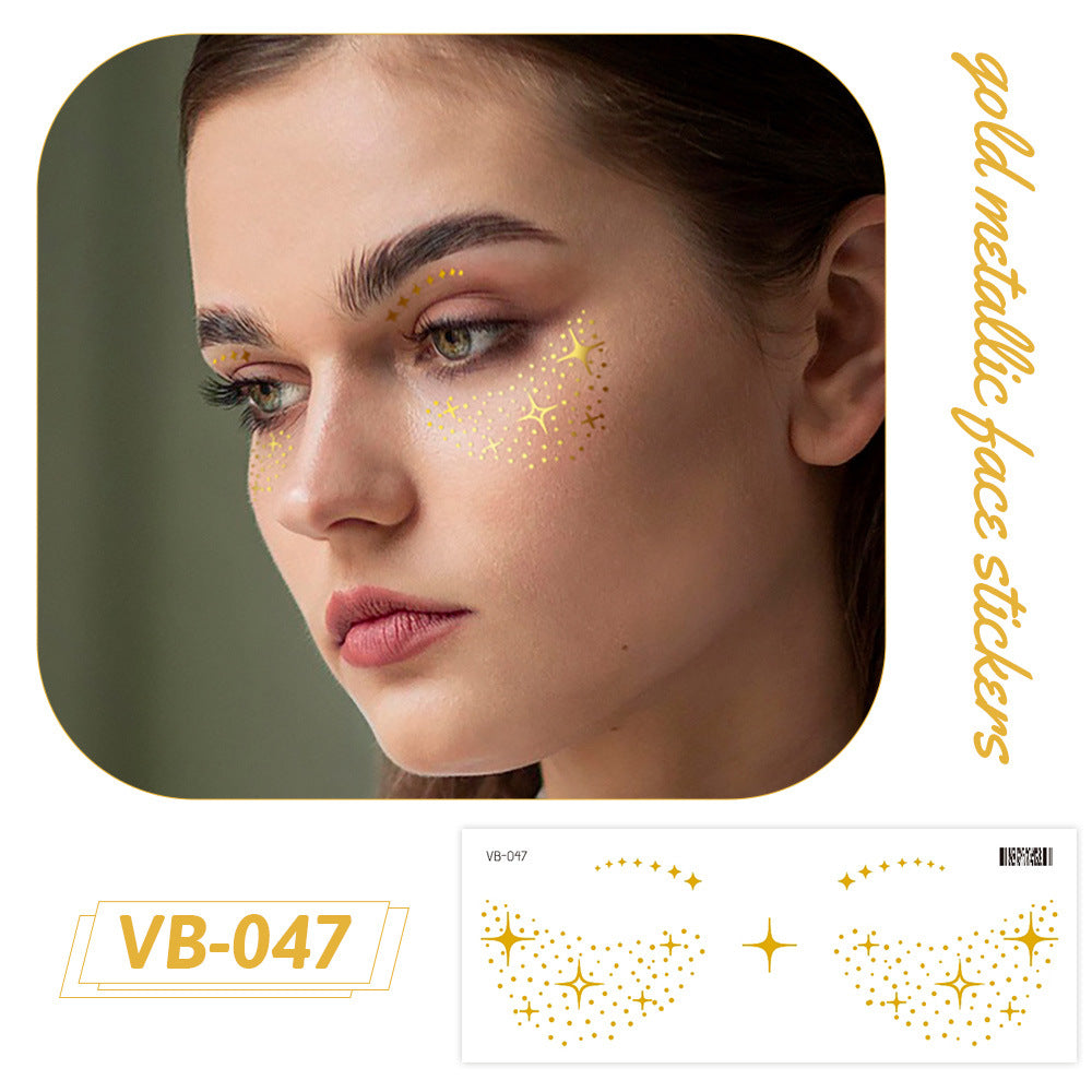 Gold Metallic Face Makeup Stickers