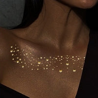Gold Metallic Chest & Collarbone Body Makeup Stickers