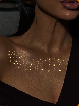 Gold Metallic Chest & Collarbone Body Makeup Stickers