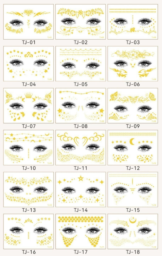 Gold Lace Festival Face & Eye Makeup Stickers