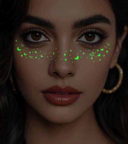 Neon Green Glow Face & Eye Makeup Stickers
