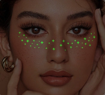 Neon Green Glow Face & Eye Makeup Stickers
