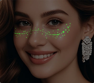 Neon Green Glow Face & Eye Makeup Stickers