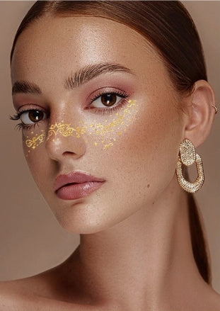 Gold Sparkle Faux Freckle Face Makeup Stickers