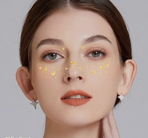 Gold Sparkle Faux Freckle Face Makeup Stickers