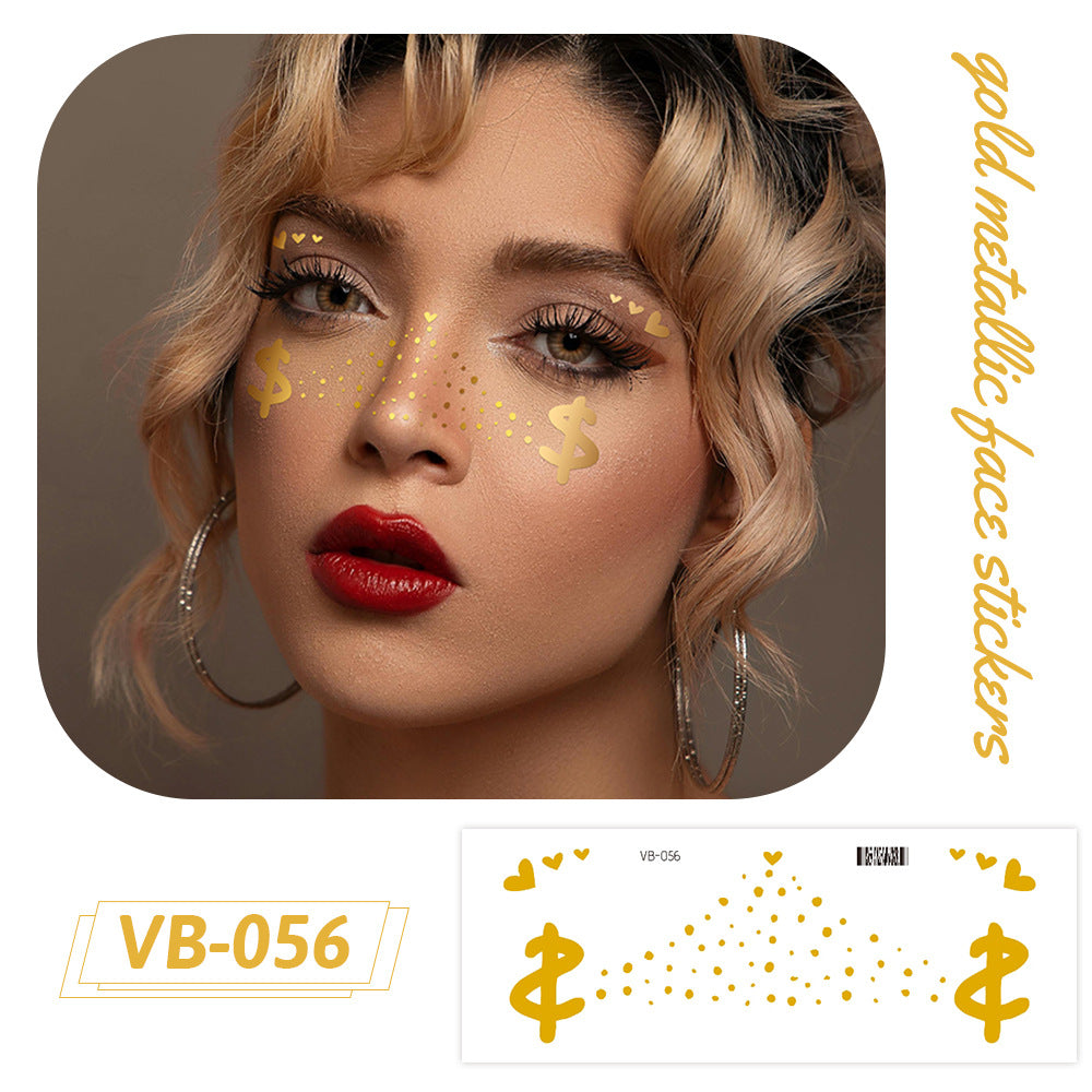 Gold Metallic Face Makeup Stickers