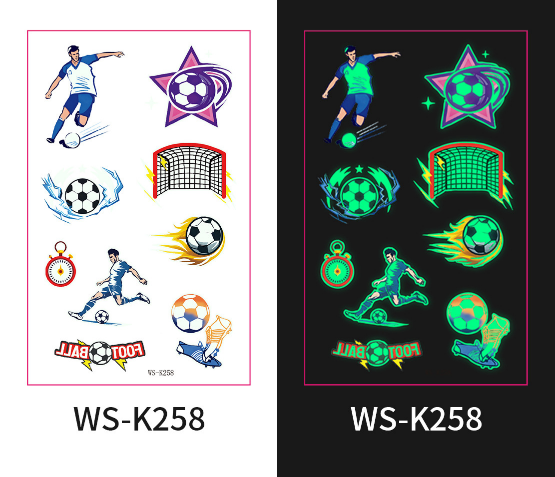 Glow-in-the-Dark Football Fan Temporary Tattoo Stickers
