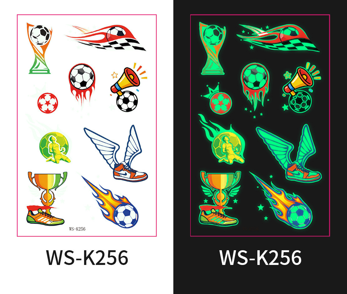 Glow-in-the-Dark Football Fan Temporary Tattoo Stickers