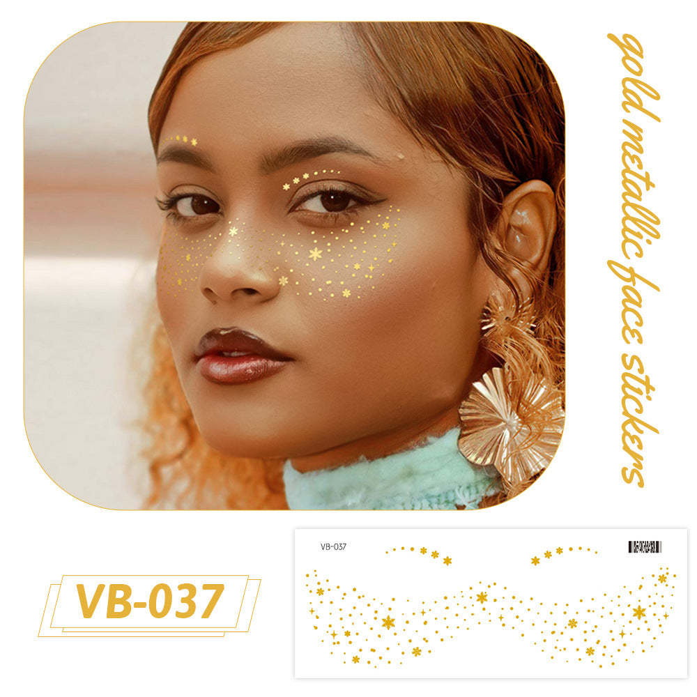 Gold Metallic Face Makeup Stickers