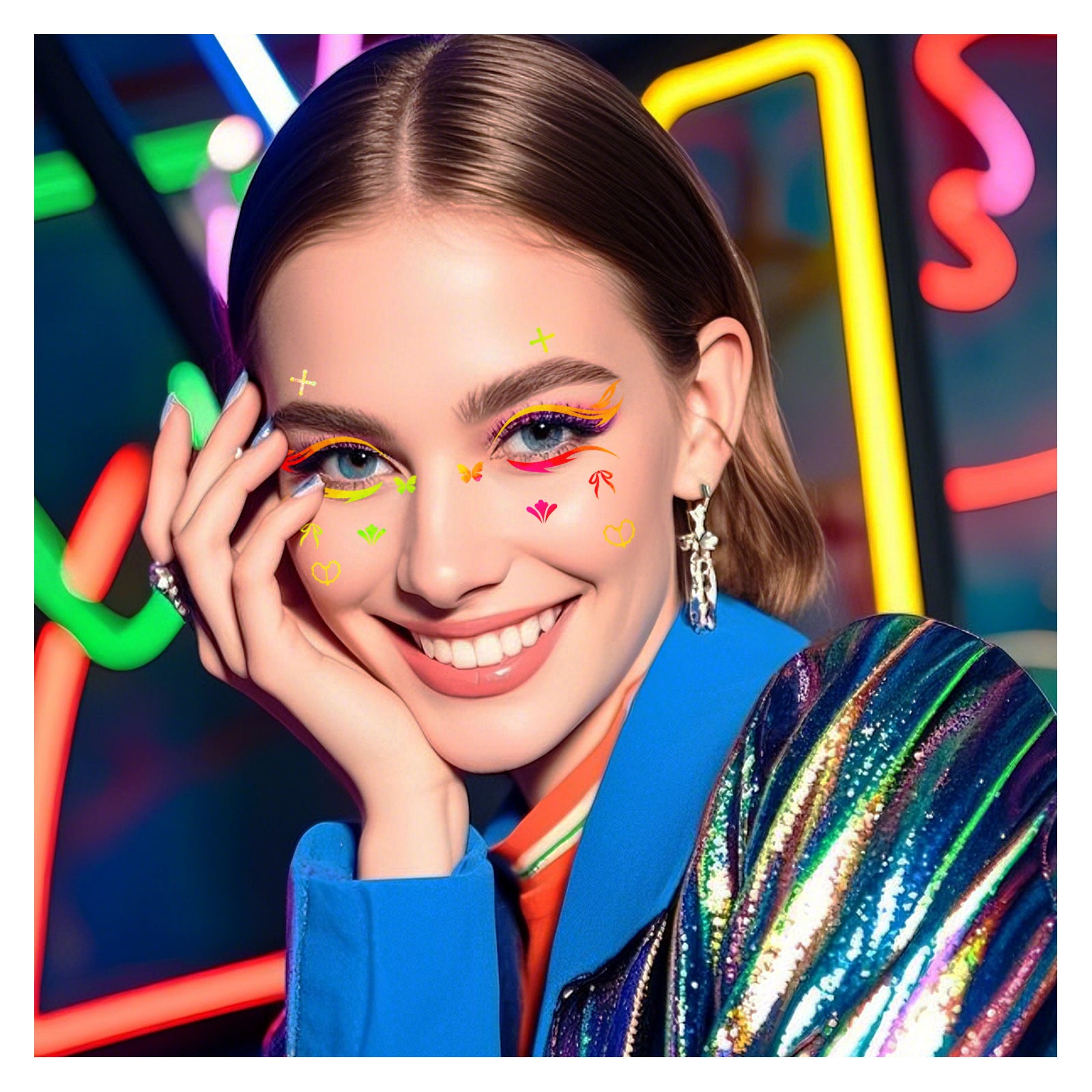 Neon Pastel Face & Eye Makeup Stickers