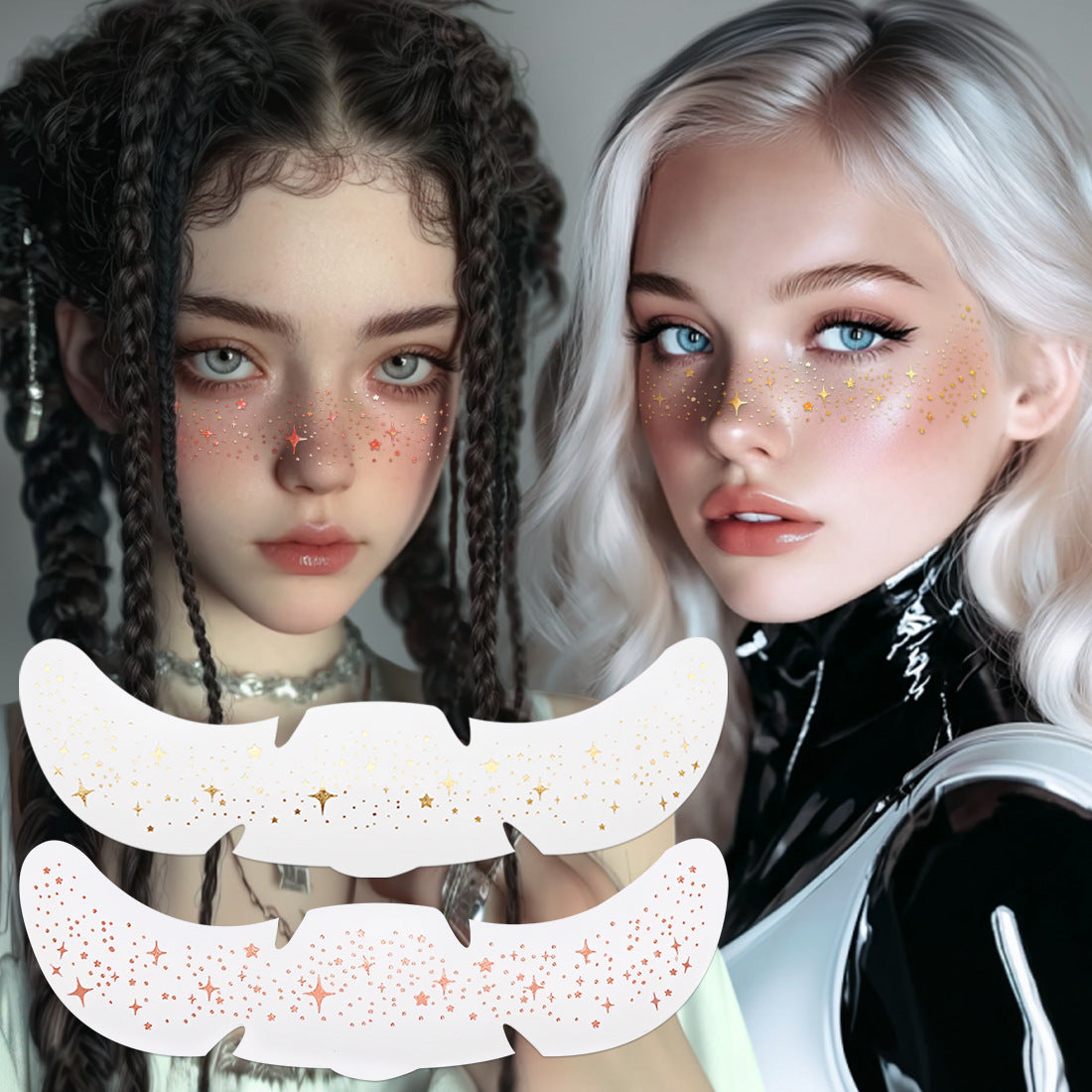 Pink&Gold Heart Faux Freckle Face Makeup Stickers