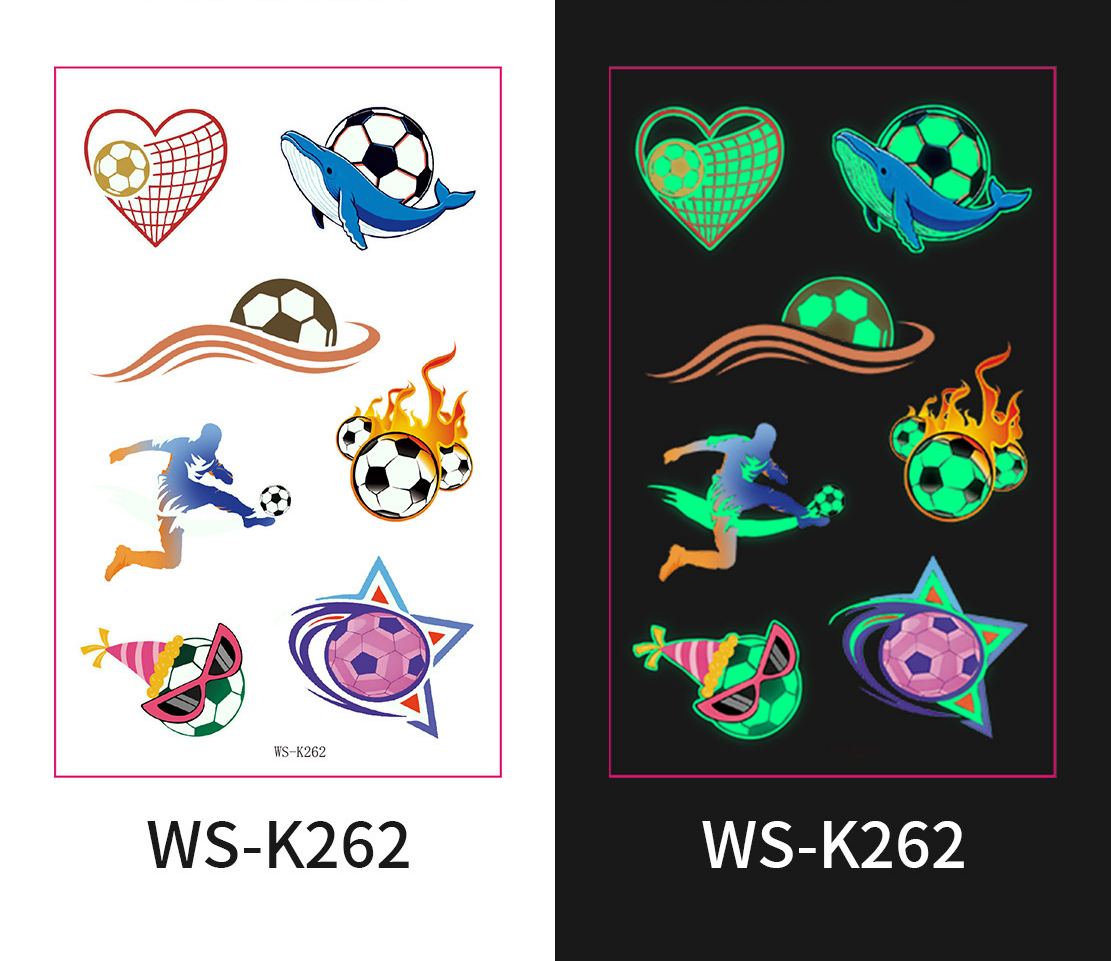 Glow-in-the-Dark Football Fan Temporary Tattoo Stickers