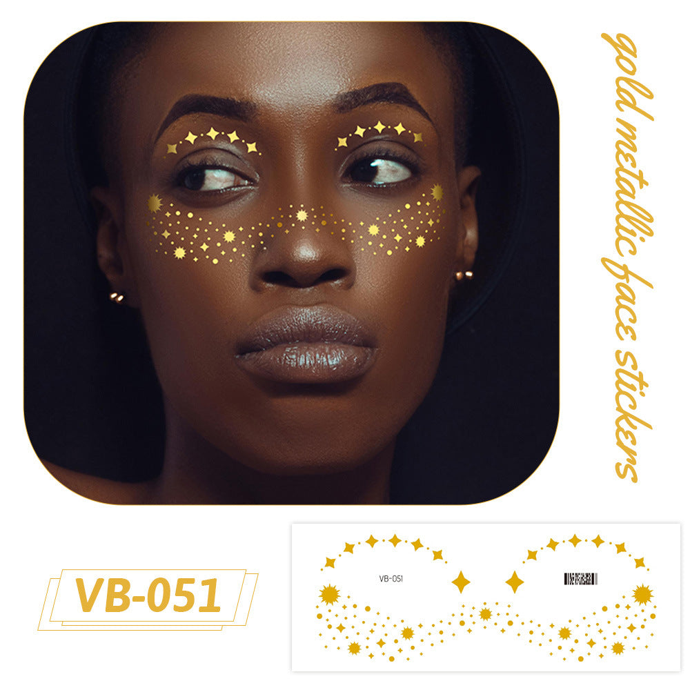 Gold Metallic Face Makeup Stickers