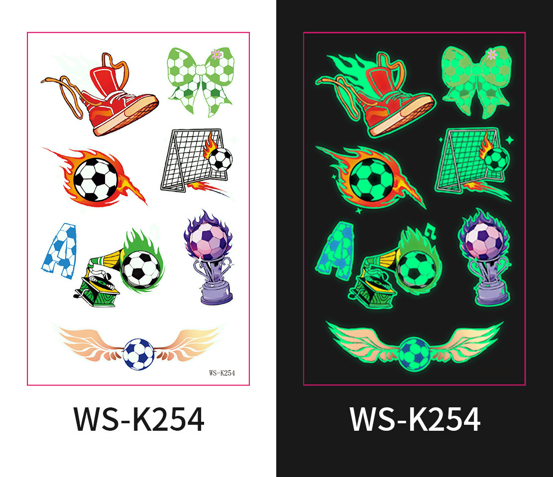 Glow-in-the-Dark Football Fan Temporary Tattoo Stickers