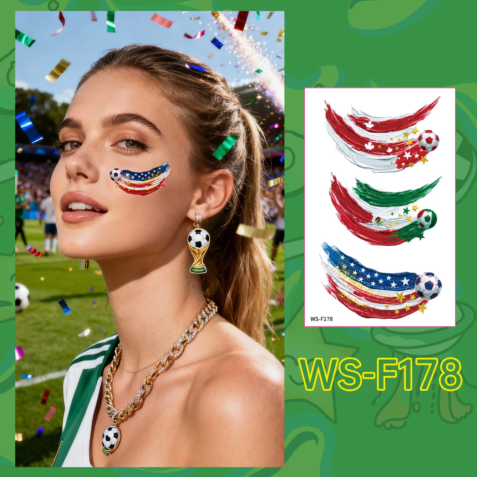 Soccer Fan Temporary Tattoo Stickers