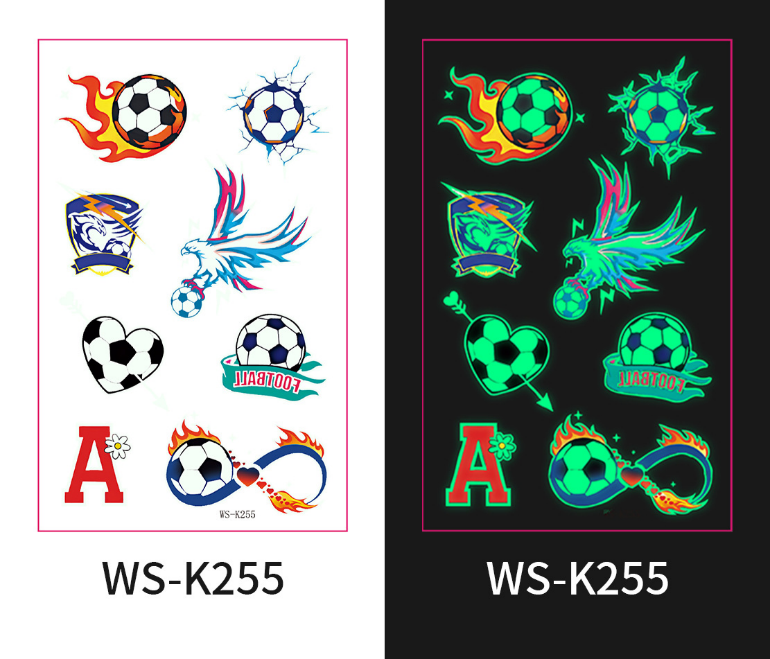 Glow-in-the-Dark Football Fan Temporary Tattoo Stickers