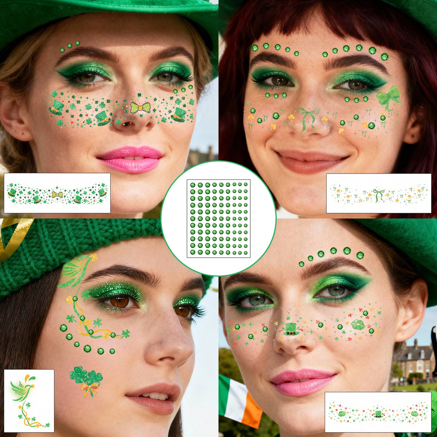 St. Patrick's Day Shamrock Face Makeup Stickers