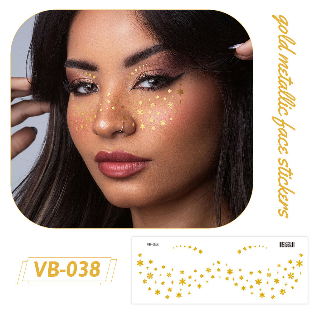 Gold Metallic Face Makeup Stickers