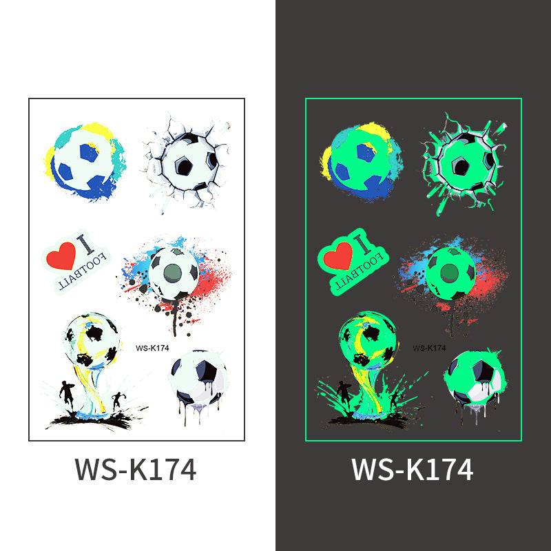 Glow-in-the-Dark Soccer Fan Temporary Tattoo Stickers