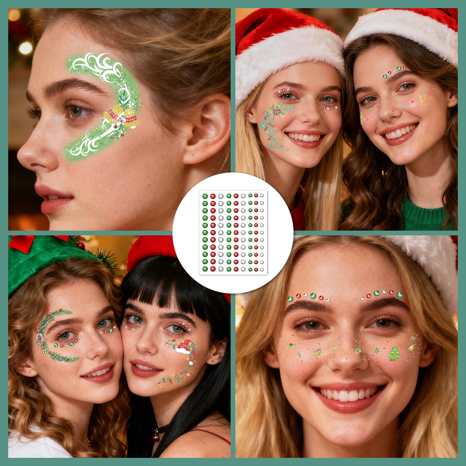 Sparkling Christmas Face Makeup Stickers