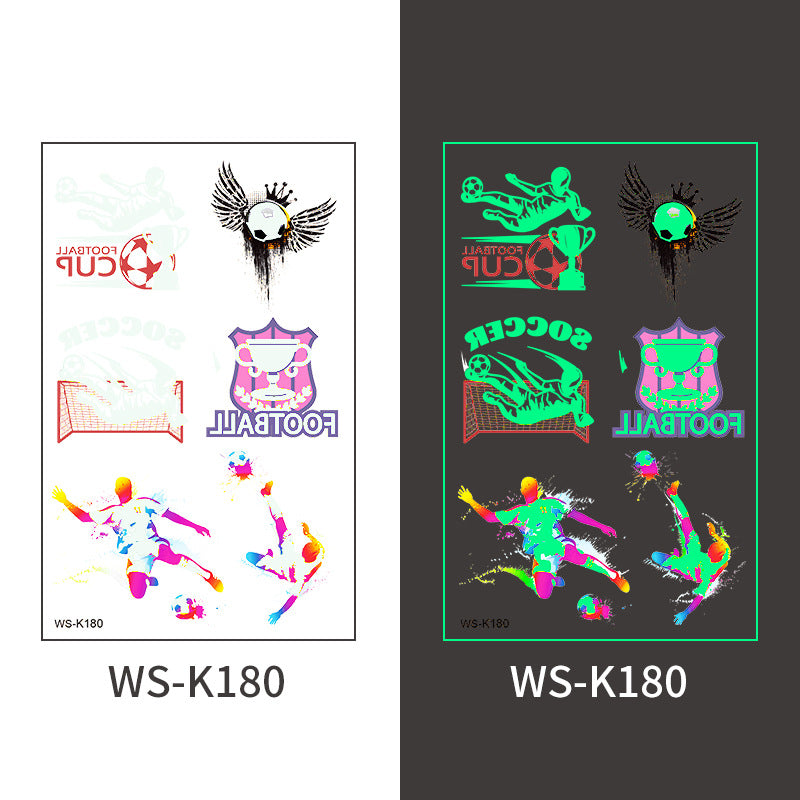 Glow-in-the-Dark Soccer Fan Temporary Tattoo Stickers