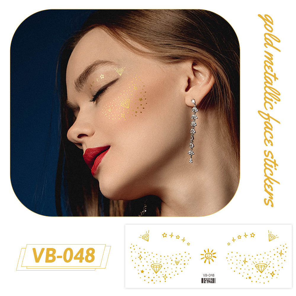 Gold Metallic Face Makeup Stickers
