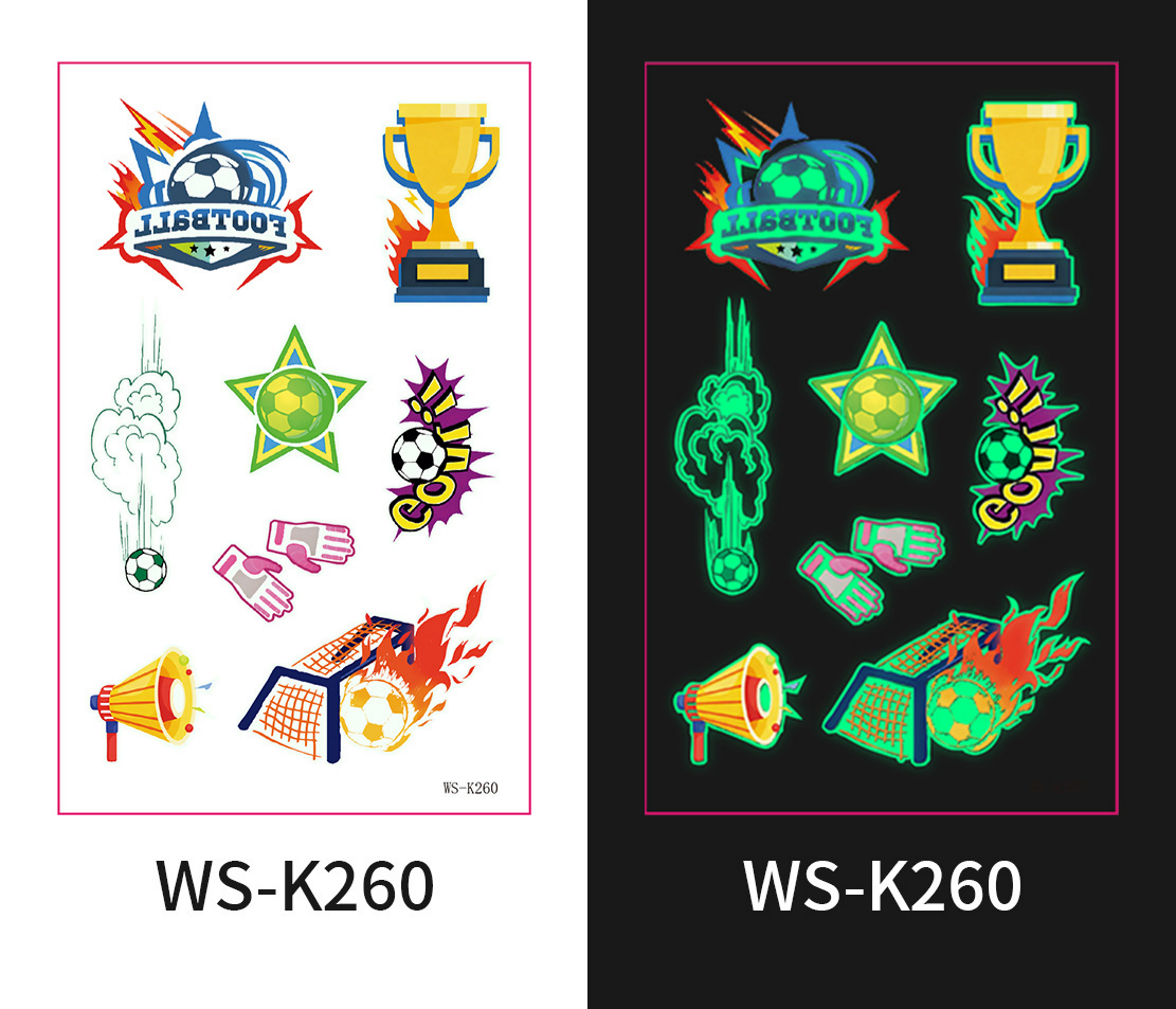 Glow-in-the-Dark Football Fan Temporary Tattoo Stickers